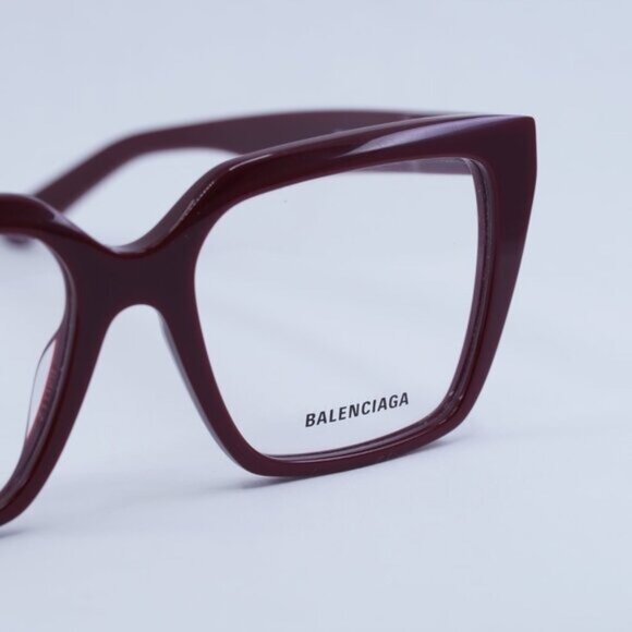 Balenciaga BB0130O 006 Eyeglasses Burgundy 53mm Square Frame - Picture 6 of 10